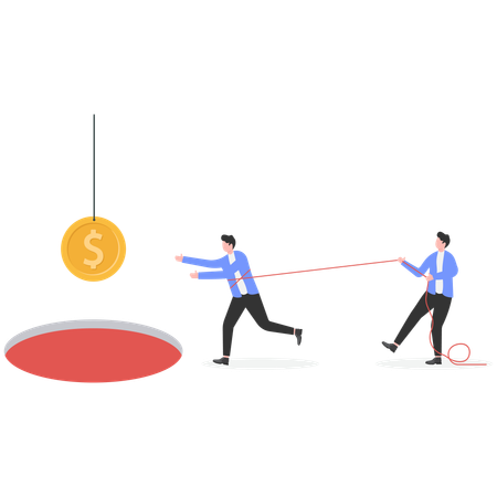 Businessman running into bait another man trying stop him  Illustration