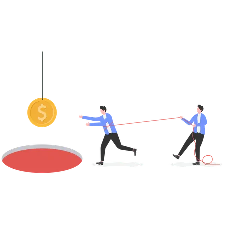 Businessman running into bait another man trying stop him  Illustration