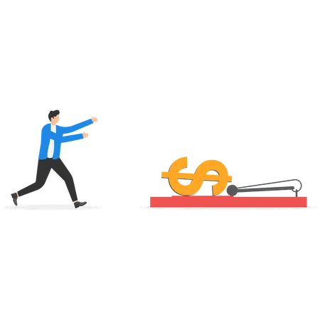Businessman Running Into Mousetrap Concept Business Vector Illustration イラスト