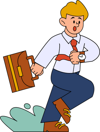 Businessman running late for office Illustration