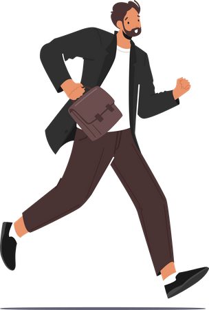 Businessman running late for office  Illustration