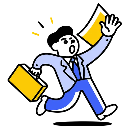 Businessman running late for office  Illustration