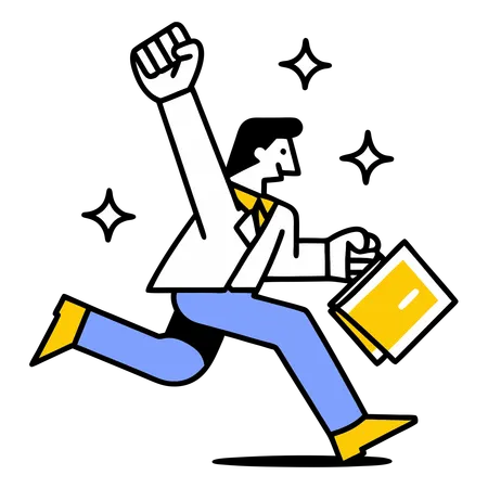 Businessman running late for office  Illustration