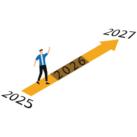 Businessman Running on 2025 2026 2027 years go to goal or way far  Illustration