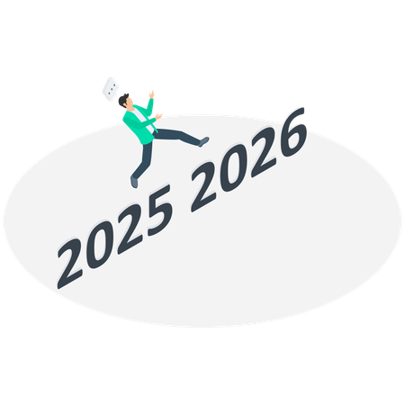 Businessman running on 2025 and 2026  Illustration