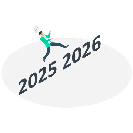 Businessman running on 2025 and 2026  Illustration