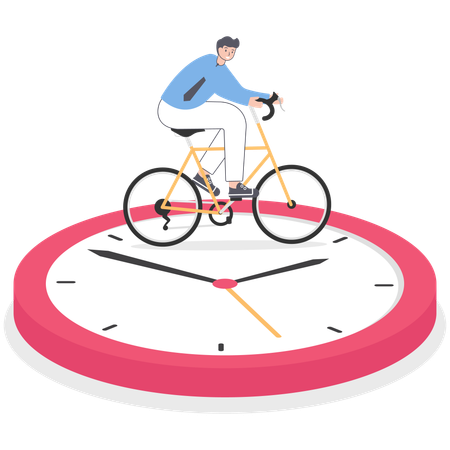 Businessman running on big clock face  Illustration