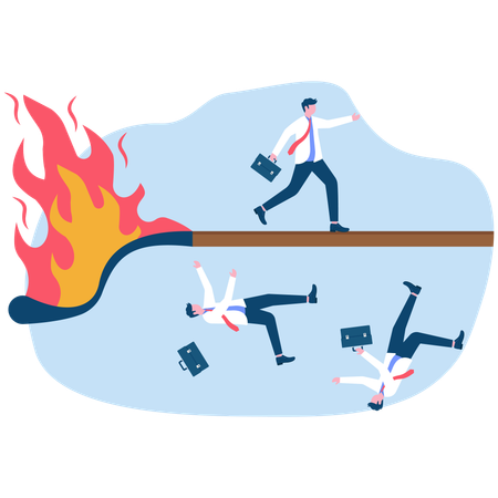 Businessman running on burning match stick  Illustration