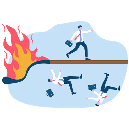 Businessman running on burning match stick  Illustration