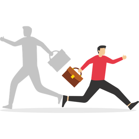 Businessman running on different path  Illustration