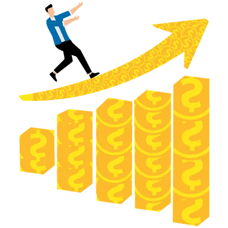 Businessman running on financial graph  Illustration