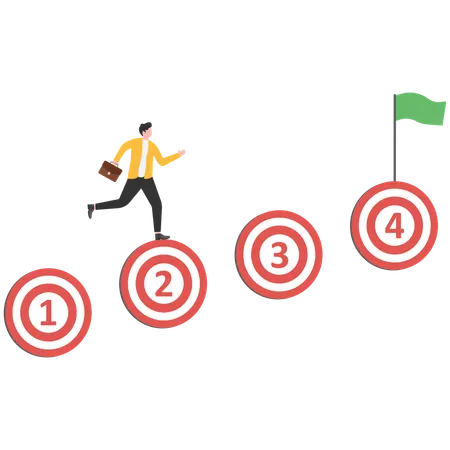 Businessman running on goal to achieving business goal  Illustration