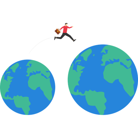 Businessman running on growing world  Illustration