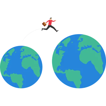 Businessman running on growing world  Illustration