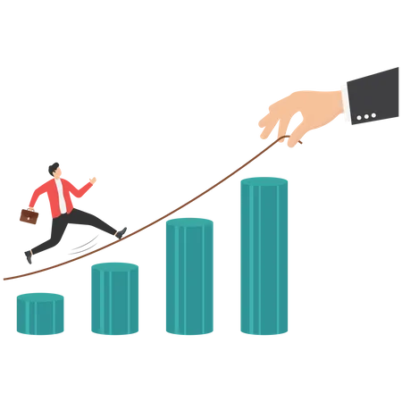 Businessman running on growth graph  Illustration