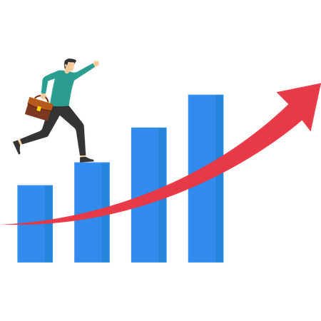 Businessman running on growth graph  Illustration