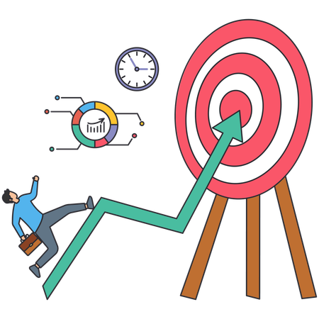 Businessman running on Market Target  Illustration