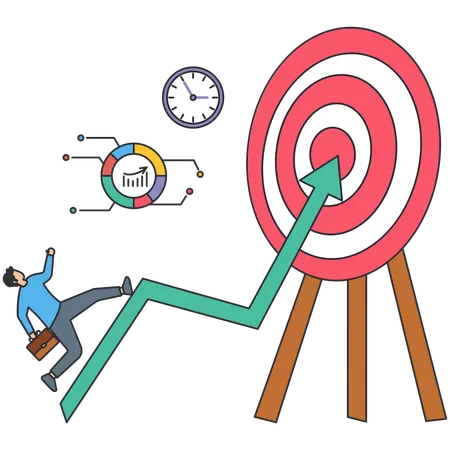 Businessman running on Market Target  Illustration