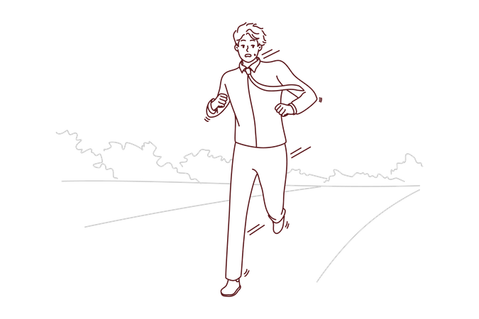 Businessman running on road  Illustration