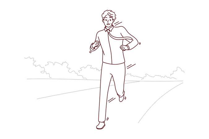 Businessman running on road  Illustration