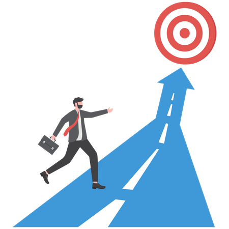 Businessman running on the arrow forward success  Illustration
