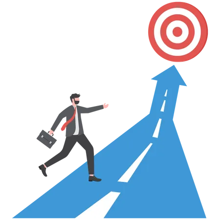 Businessman Running On The Arrow Forward Success Vector Illustrator Illustration