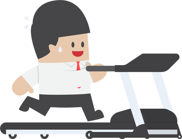 Businessman running on treadmill  Illustration