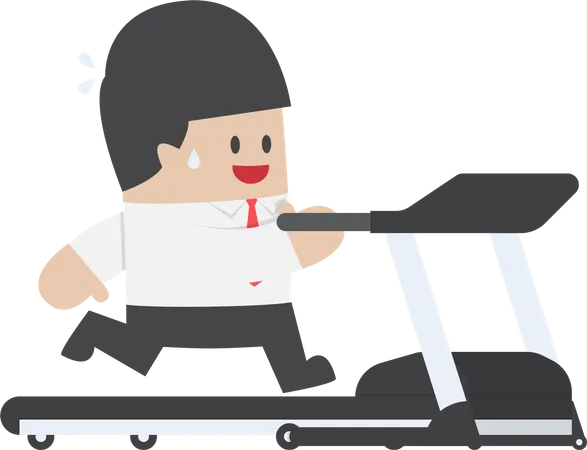 Businessman Running On Treadmill Business Training Exercise And Healthy Concept Illustration