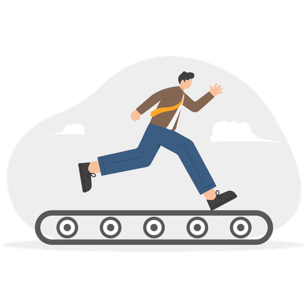 Businessman running on treadmill  Illustration