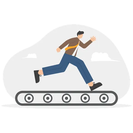 Businessman running on treadmill  Illustration