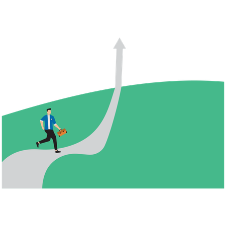 Businessman running on upward arrow  Illustration