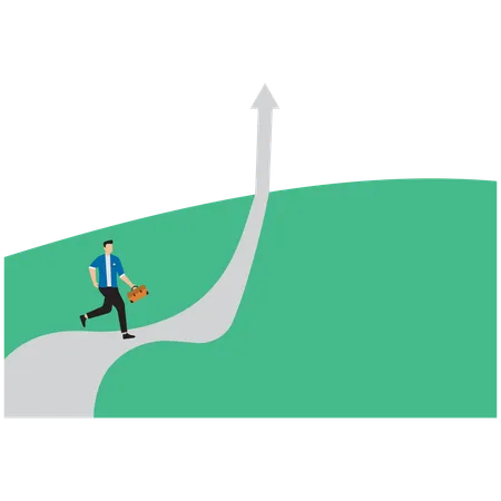 Businessman running on upward arrow  Illustration