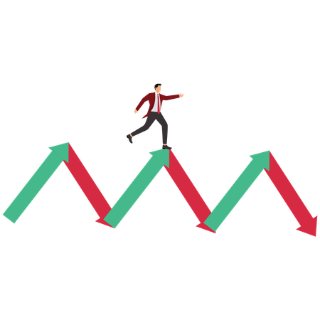 Businessman running on volatility  Illustration