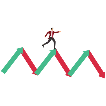Businessman running on volatility  Illustration