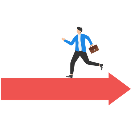 Businessman running opposite arrow way  Illustration