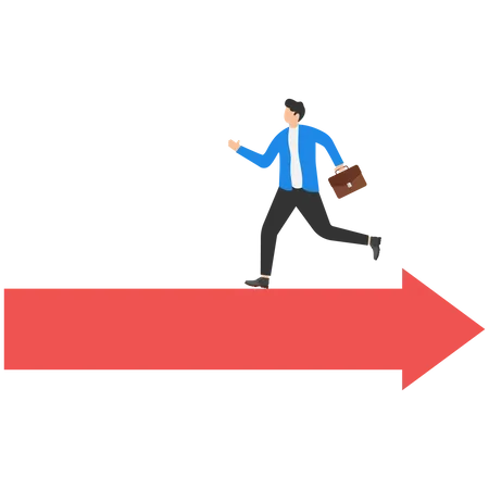 Businessman running opposite arrow way  Illustration