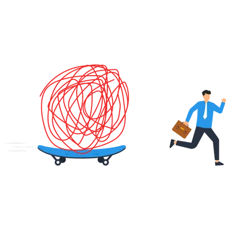 Unravel Tangle Problem Solving Difficult Knot Chaos Or Messy Issue Complicated Or Complex Problem Difficulty Confusion Or Business Trouble Illustration