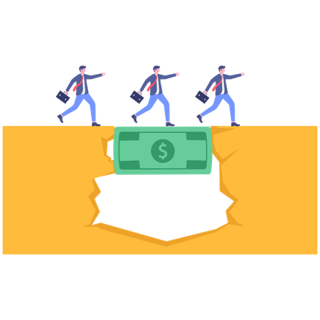 Businessman running over dollar note  Illustration