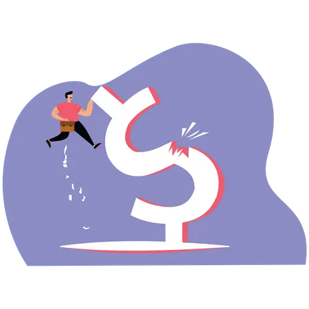Businessman running to catch coin money in steel bear trap  Illustration