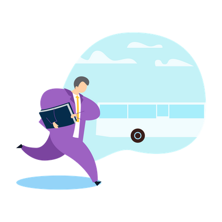 Businessman running to reach office at time  Illustration