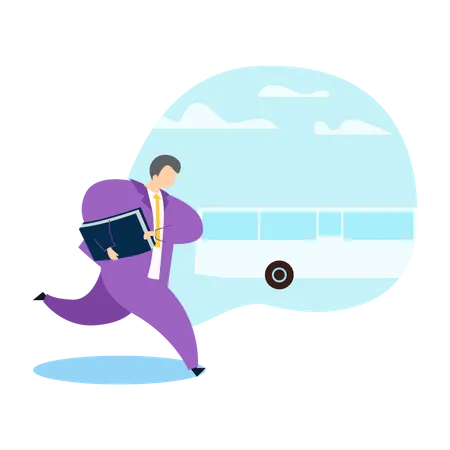 Businessman running to reach office at time Illustration