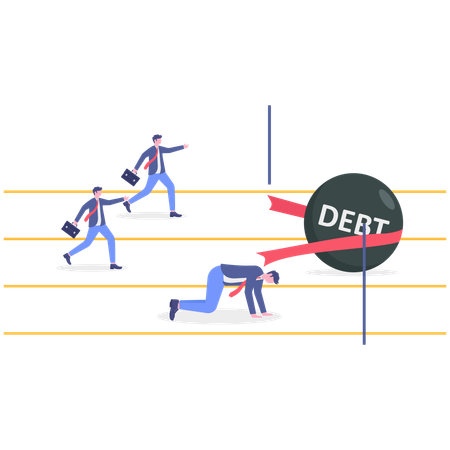Businessman running to remove debt  Illustration