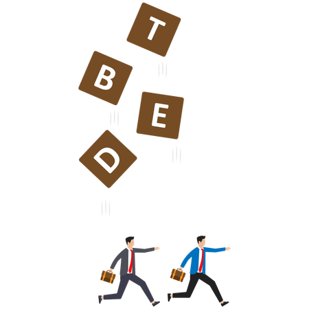 Businessman running to save their business from debt  Illustration