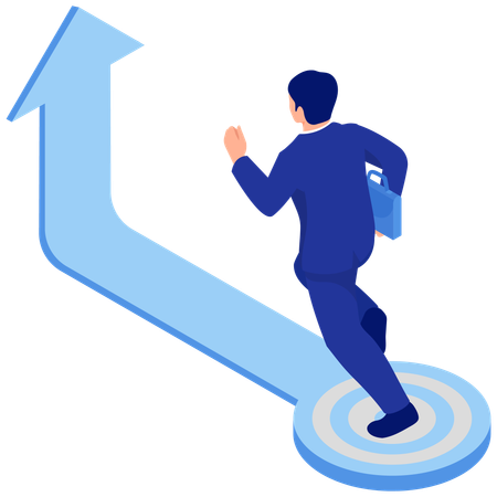 Businessman Running Toward Growth  Illustration