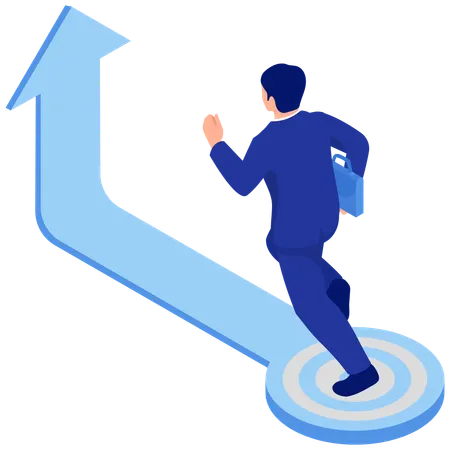 Businessman Running Toward Growth  Illustration