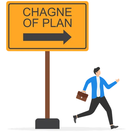 Businessman running toward new plan  Illustration