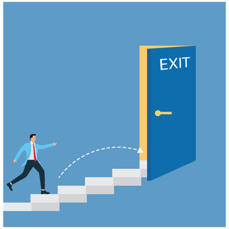 Businessman Running Toward Open Exit Door  Illustration