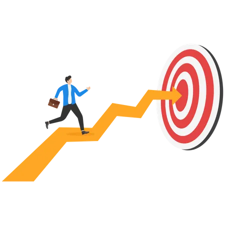 Business Concept Businessman Running Toward To The Target Focus On Goal Symbol Illustration