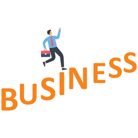 Businessman running towards business success  Illustration
