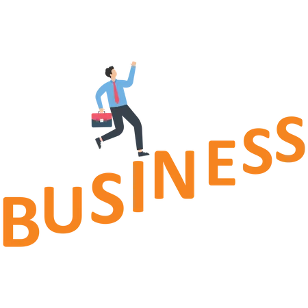Businessman running towards business success  Illustration